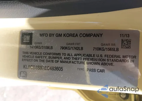 2014 Chevrolet Spark Ls Auto from USA, damaged, VIN KL8CB6S97EC483605